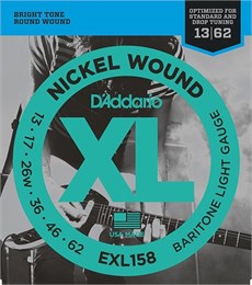 EXL158 XL NICKEL WOUND Струны для электрогитары Baritone-Light 13-62 D`Addario EXL158