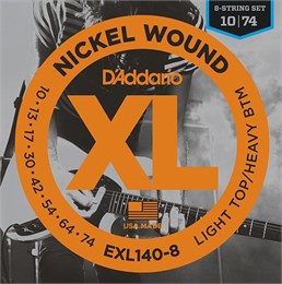 D'addario EXL140-8 Nickel Wound Комплект струн для 8-струнной электрогитары, Light/Heavy, 10-74 EXL140-8