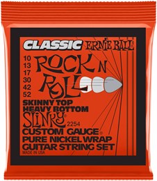 ERNIE BALL 2254 Classic Rock n Roll Pure Nickel Slinky Skinny Top Heavy Bottom 10-52 - Струны для электрогитары P02254
